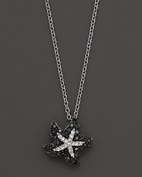 Black and White Diamond 14K White Gold Starfish Pendant Necklace, .20 ct. t.w., 16