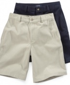 Dress up any summertime uniform combination and add these flat front shorts into the mix.