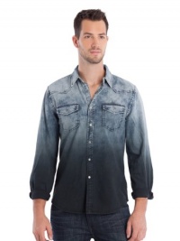 GUESS Long-Sleeve Indigo Dip-Dyed Shirt