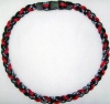 Titanium Tornado Baseball Necklace Red Black 18