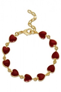 Lily Nily Children's 18k Gold Overlay Red Enamel Hearts Bracelet