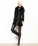 GUESS' faux shearling coat gives you the luxury of the real thing with a price tag that's easy on your wallet.