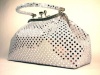 HANDBAG Eve Metallic White Dot - WiseGloves DRESS EVENING BAG GLITTERING TOTE CLUTCH PURSE HANDBAG POUCH