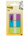 Post-it Flags with On-the-Go Dispenser, Purple, Blue, and Green, 1-Inch Wide, 60/Dispenser, 1-Dispenser/Pack