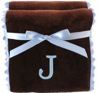 Princess Linens Bon Bon Burp Pad Brown with Baby Blue Trim, J