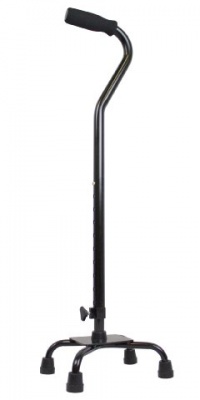 Ez2care Adjustable Small Base Quad Cane, Black