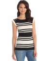 French Connection Women's Jag Stripe Cap Sleeve Top