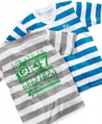 Do your research. Keep his curiosity alive with this stylish striped tee shirt from LRG.