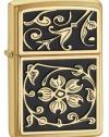 Zippo Gold Floral Flush Emblem Lighter