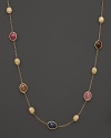 Multicolored sapphires make a timeless statement on Marco Bicego's Siviglia necklace, crafted in 18 karat yellow gold.