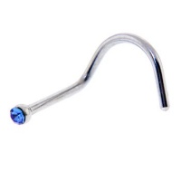 Sapphire Blue Gem MICRO Nose Ring Twister