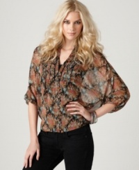 Embody bohemian cool in this Buffalo David Bitton blouse, complete with a vintage-inspired print and a loose, romantic fit. Pair it with a cami and jeans for a chic everyday ensemble. (Clearance)