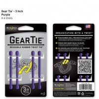 Nite Ize GT3-4PK-23 Gear Tie Reusable 3-Inch Rubber Twist Tie, Purple - Set of 4