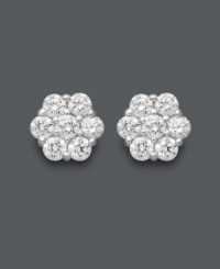 Indulge yourself in sparkle that forms a pretty pattern. These picturesque stud earrings by Arabella highlight chic clusters of round-cut Swarovski zirconias (1-5/8 ct. t.w.) set in 14k white gold. Approximate diameter: 2-1/2 mm.