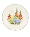 Garden party. The Floral Meadow Hydrangea accent or salad plates bring eternal spring with a bouquet of green, blue and orange rooted in resilient everyday porcelain. A scalloped edge adds to the charm of the graceful mix-and-match Lenox collection. (Clearance)