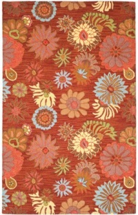 Safavieh Blossom Collection BLM731B Handmade Red and Multi Hand Spun Wool Area Rug, 5-Feet by 8-Feet