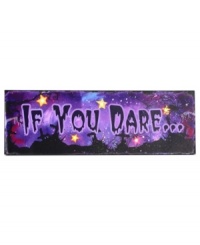 Put a fright in children and adults alike with this creepy sign, perfect for the entryway to a haunted house, depicting the phrase: If you Dare. (Clearance)