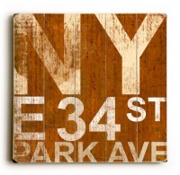 New York 18x18 Artistic Planked Wood Sign by Cory Steffen