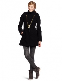 XOXO Juniors Belted Military Trendy Coat, Black, Large