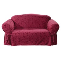 Sure Fit Scroll 1-Piece Loveseat Slipcover, Burgundy