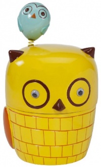 Give a Hoot OWL Jar W/lid Storage Retro Bath Decor Woodland Creature