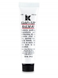 Take it everywhere. Lip Balm #1, a soothing, moisturizing treatment for chapped or dry lips, relieves the discomfort of dryness and leaves lips soft and supple. 0.5 oz. 