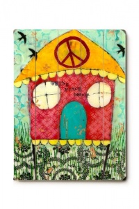 Bring Peace Home 14x20 Limited-Edition Artistic Planked Wood Sign by Cindy Wunsch