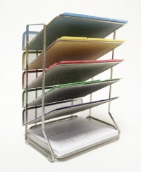 Seville Classics Office Desk Organizer, Platinum Mesh 6-Trays