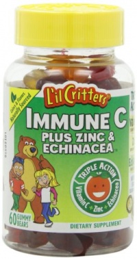 L'il Critters Gummy Immune C Plus Zinc & Echinacea, Dietary Supplement for Kids, 60-Count Bottles (Pack of 4)