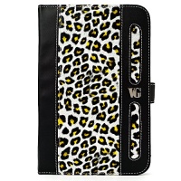 SumacLife Black Yellow Leopard Design Executive Book-Style Leather Portfolio Jacket Case Cover for Barnes and Noble Nook Tablet and Nook Color e-Reader