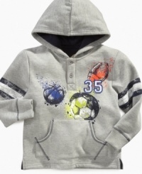 He'll love to root for the home team when he's wearing the cozy style of this hoodie from Flapdoodles.