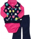 Carter's Baby Girl's Micro Fleece 3 Pc Vest & Pant Set