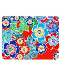 Develop a taste for the tropics with The Cellar's vibrant Rio placemats. Bold florals explode against a red and orange ogee print, setting the scene for fun, festive gatherings indoors and out.