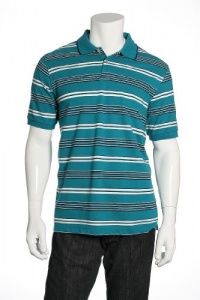 Club Room Striped Murky Teal Casual Polo Shirt