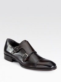 Sleek, sophisticated Italian leather structures an updated, double monk strap slip-on, secured by a supportive leather sole.Leather upperLeather liningPadded insoleLeather soleMade in Italy