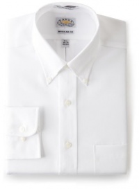 EAGLE Men's 100% Cotton Pinpoint Button Down Collar Non Iron Long Sleeve Dress Shirt