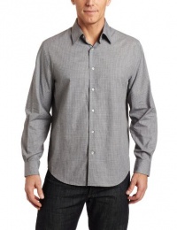 Perry Ellis Men's Long Sleeve Textured Woven Shirt