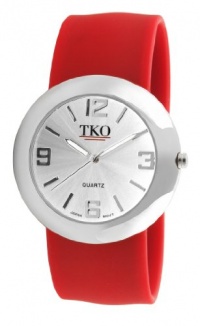 TKO ORLOGI Women's TK614-SRD Silver Slap Metal Red Watch