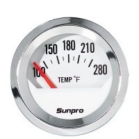 Sunpro CP8201 StyleLine Electrical Water/Oil Temperature Gauge - White Dial