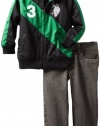 U.S. POLO ASSN. Boys 2-7 Jacket with Jean, Black/Green, 4T