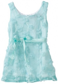 Blue Pearl Baby-girls Infant Floral Kelly Lined Shift Dress with Belt, Aqua, 12 Months