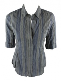 Standard James Perse Womens Olive Blue Stripe Contrast Shirt Top 1