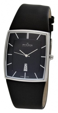 Skagen Men's 567LSLB1 Stainless Steel Big Date Leather Strap Watch