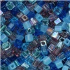 Miyuki 4mm Glass Cube Beads Color Mix Caribbean Blues 10 Grams