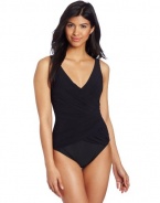 Gottex Women's Beach GoDDess Surplice One Piece, Classic Black, 8