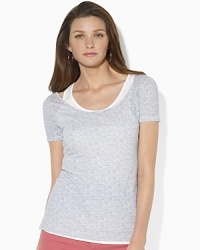 Perfecting the effortlessly layered look, the Devona tee is designed from a lightweight cotton-linen blend with a chic cotton tank that peeks out at the scoop neckline