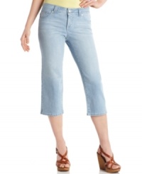 Style&co. puts a twist on classic denim capri pants with swirls of embroidery and a touch of rhinestone sparkle! Extra tummy control ensures a smooth silhouette, too.