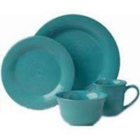 Certified International Metro 16-Piece Dinnerware Set, Aqua, Set of 4