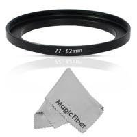 Goja 77-82MM Step-Up Adapter Ring (77MM Lens to 82MM Accessory) + Premium MagicFiber Microfiber Cleaning Cloth