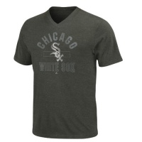 MLB Mens Chicago White Sox Game Day Weathered Charcoal Heather Short Sleeve V-Neck Tee By Majestic